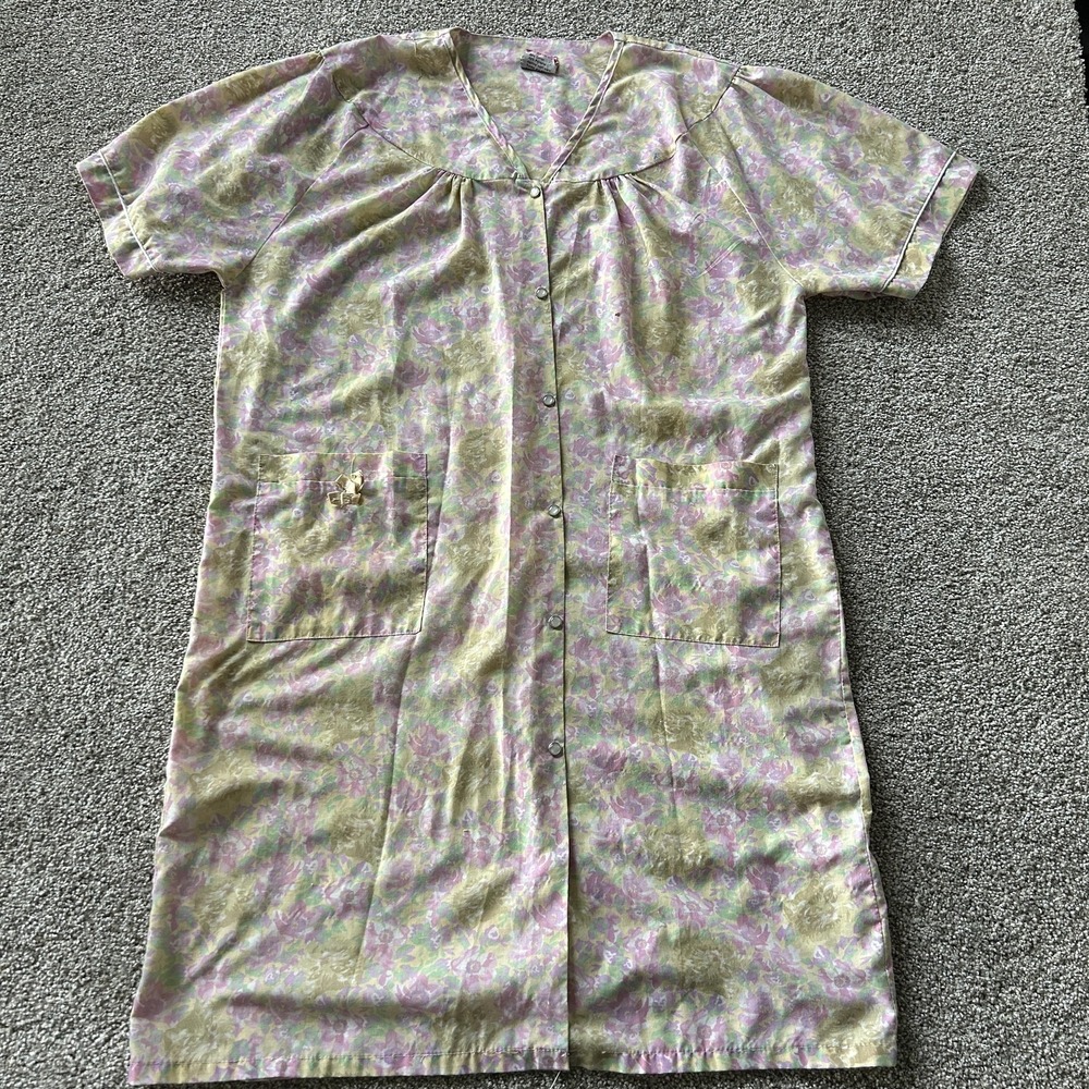 Vintage Floral Sleepshirt Womens XL Multicolor V Neck Cotton Chemise Sleepwear